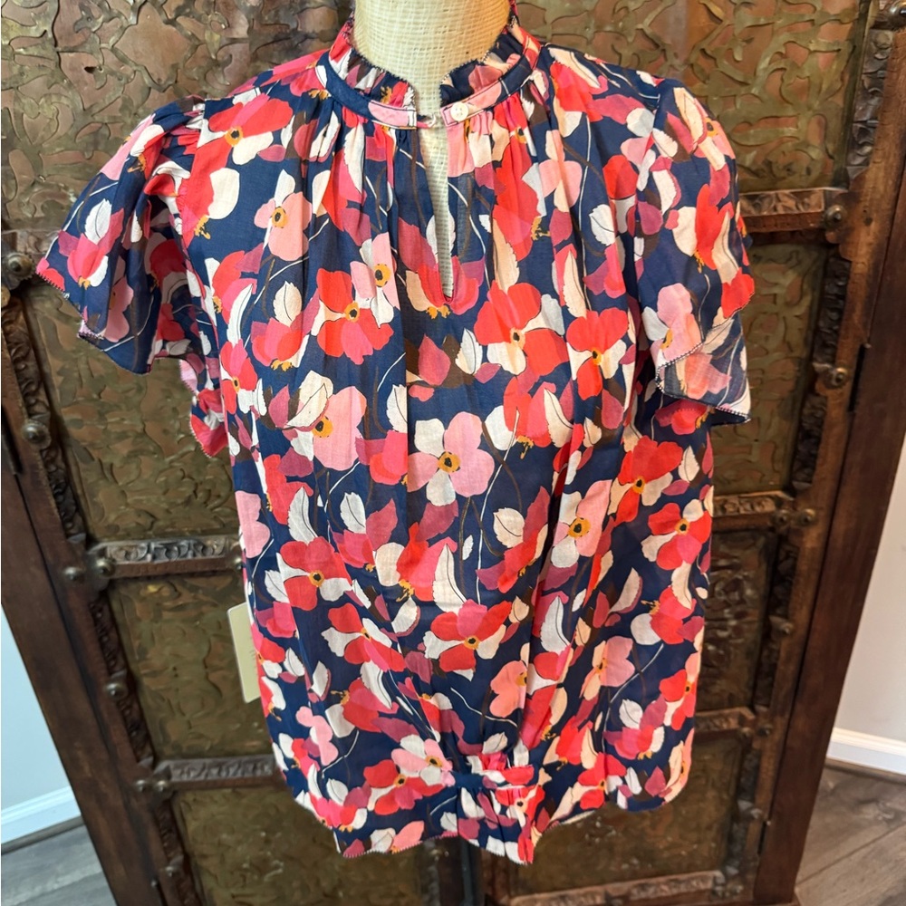 Trovata Birds of Paradise Multicolor Floral Blouse M